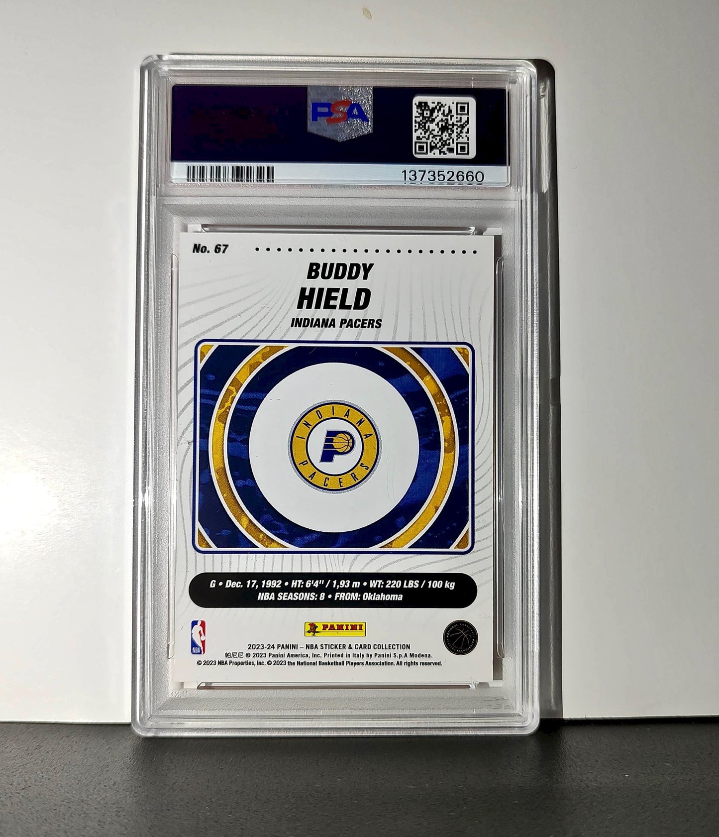 Buddy Held 2023-24 Panini Sticker Cards #67 034/050 Orange Foil PSA 8 NM-MT