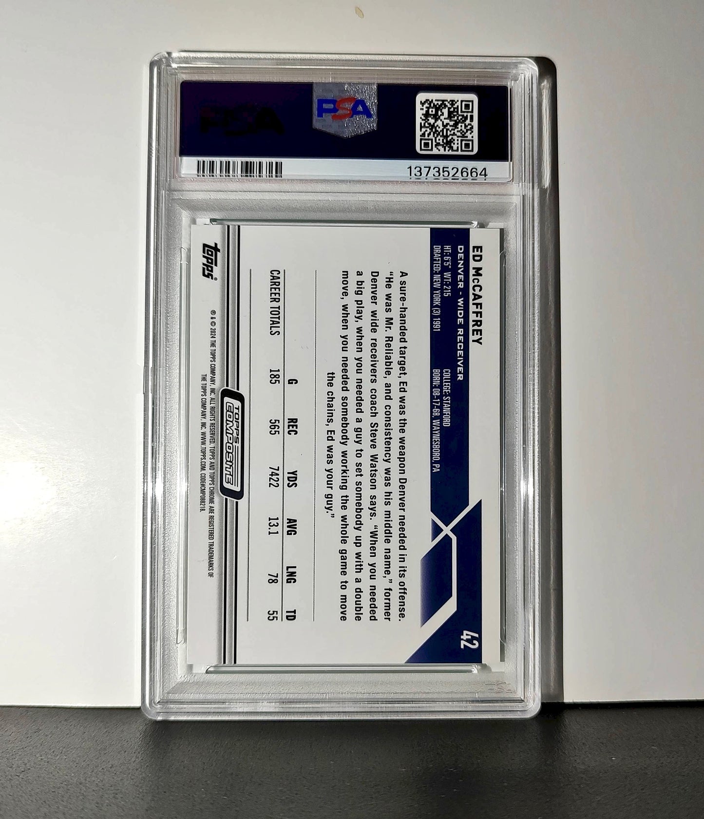Ed McCaffrey 2023 Topps Chrome 159/199 #42 Aqua Refractors PSA 10 Gem Mint