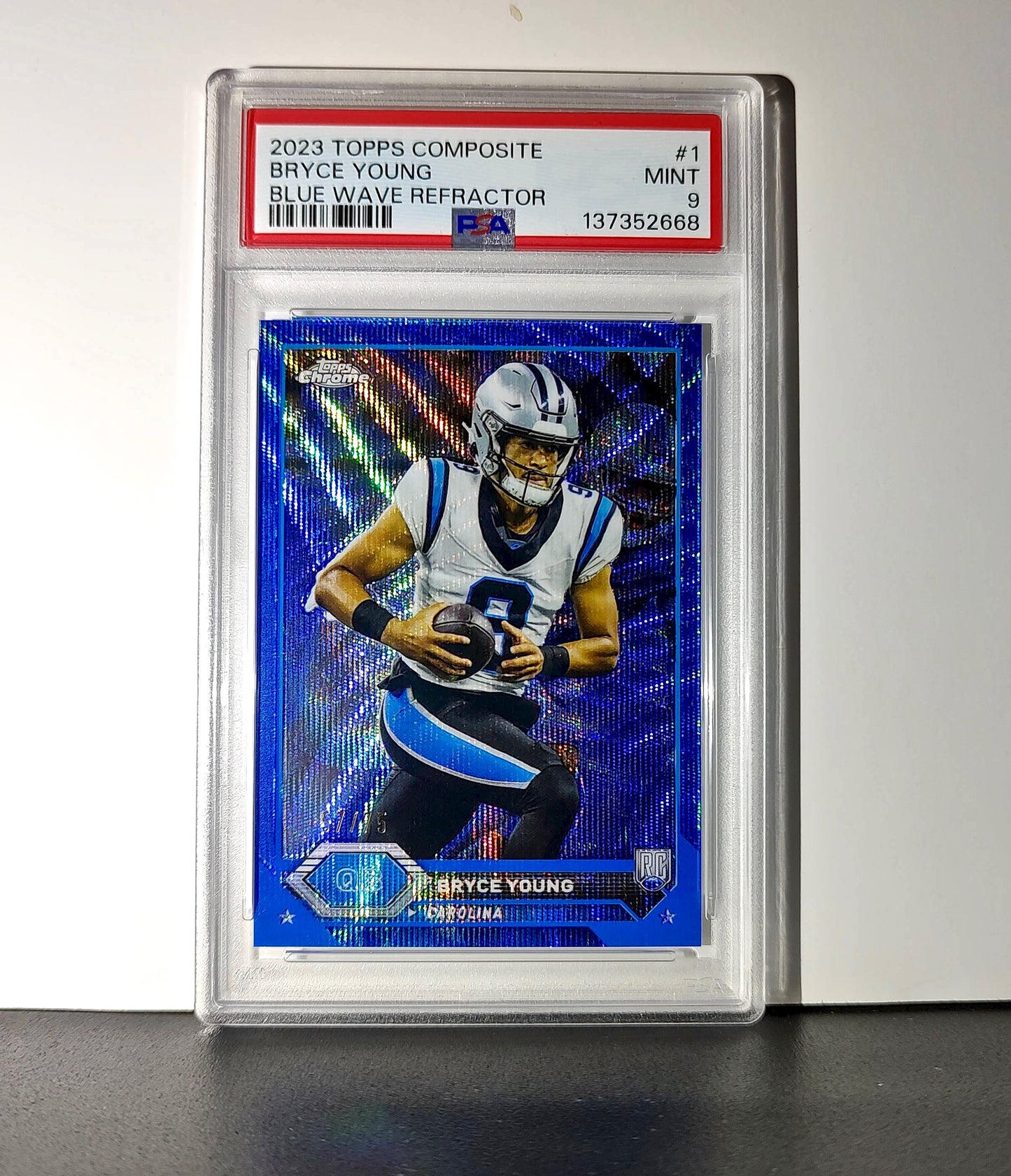 Bryce Young 2023 Topps Chrome 57/75 #1 Blue Wave Refractors PSA 9 Mint