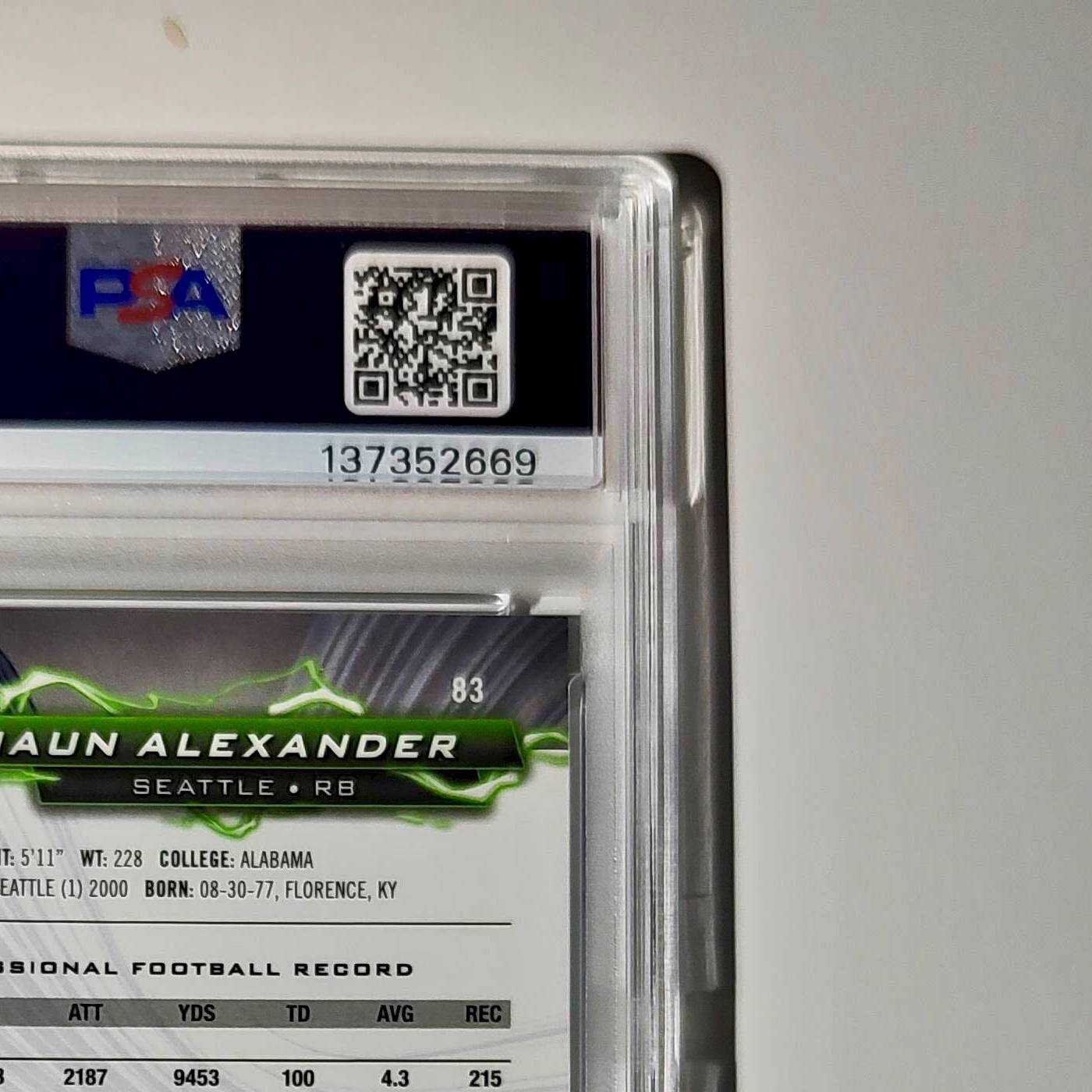 Shaun Alexander 2023 Topps Resurgence 071/200 #83 Yellow Surge PSA 9 Mint