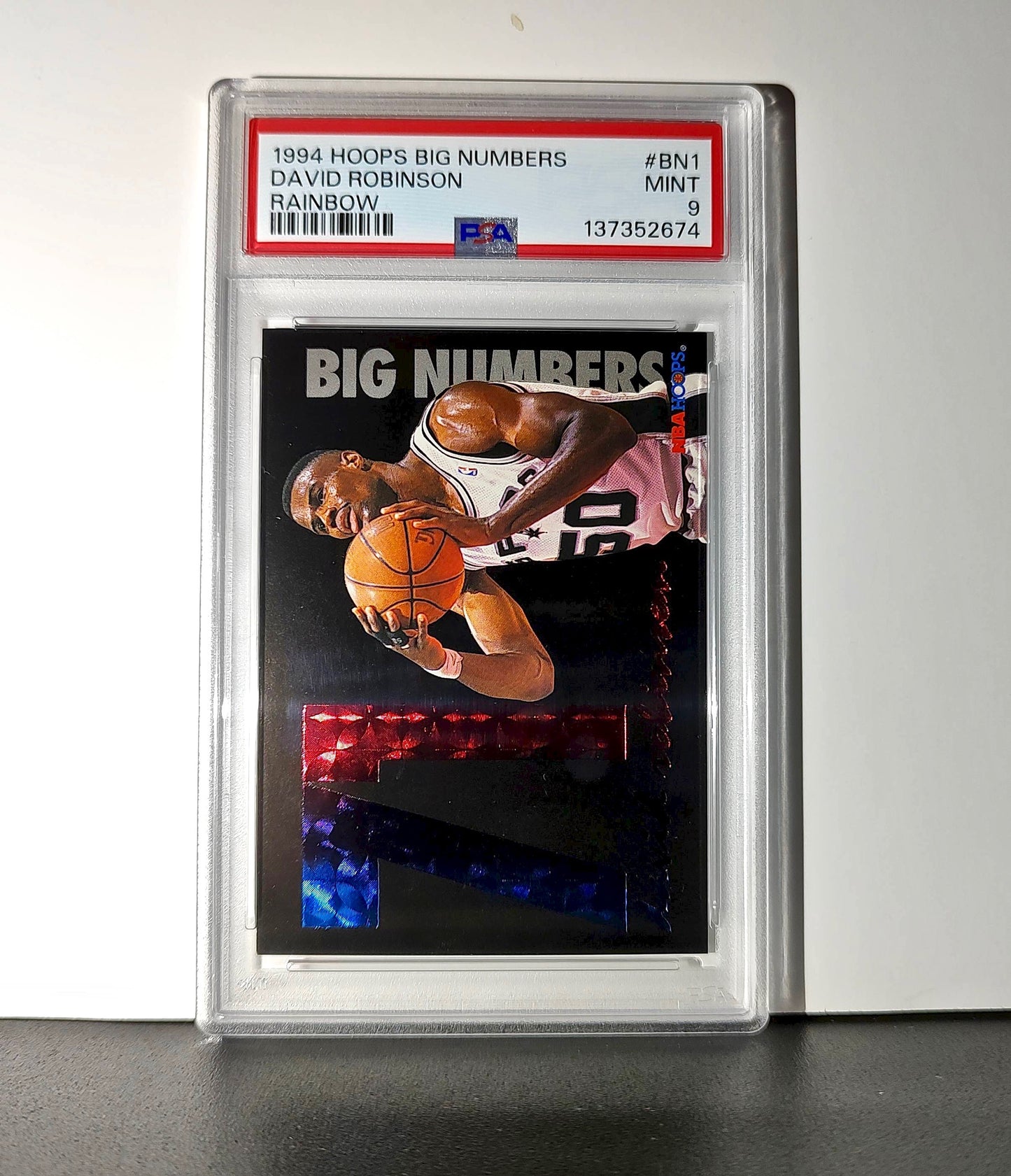 David Robinson 1994 NBA Hoops Big Numbers #BN1 Rainbow PSA 9 Mint