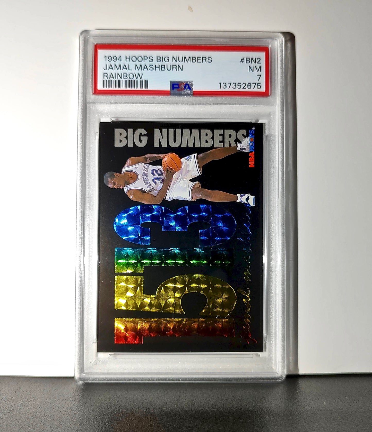 Jamal Mashburn 1994 NBA Hoops Big Numbers #BN2 Rainbow PSA 7 NM