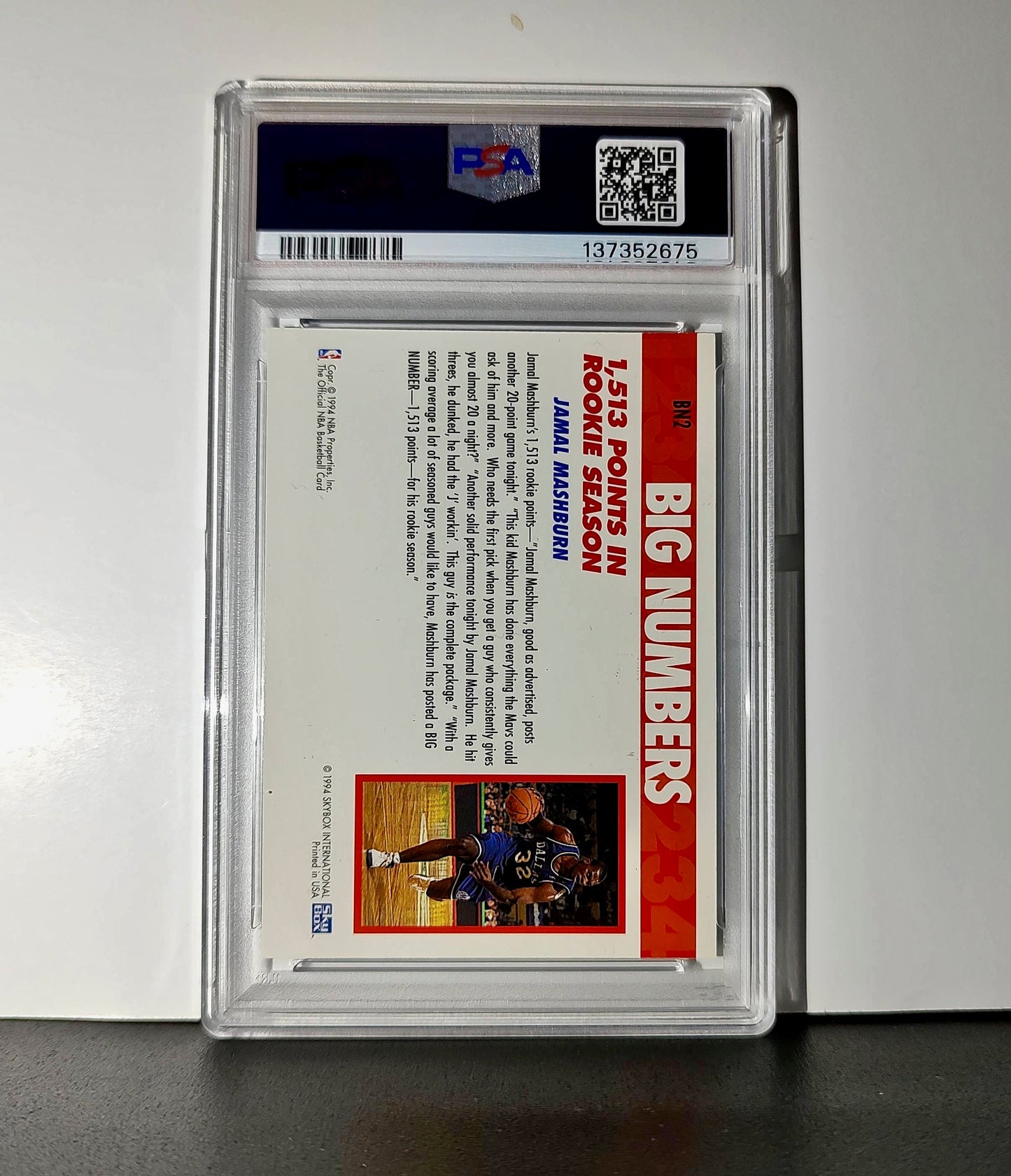 Jamal Mashburn 1994 NBA Hoops Big Numbers #BN2 Rainbow PSA 7 NM