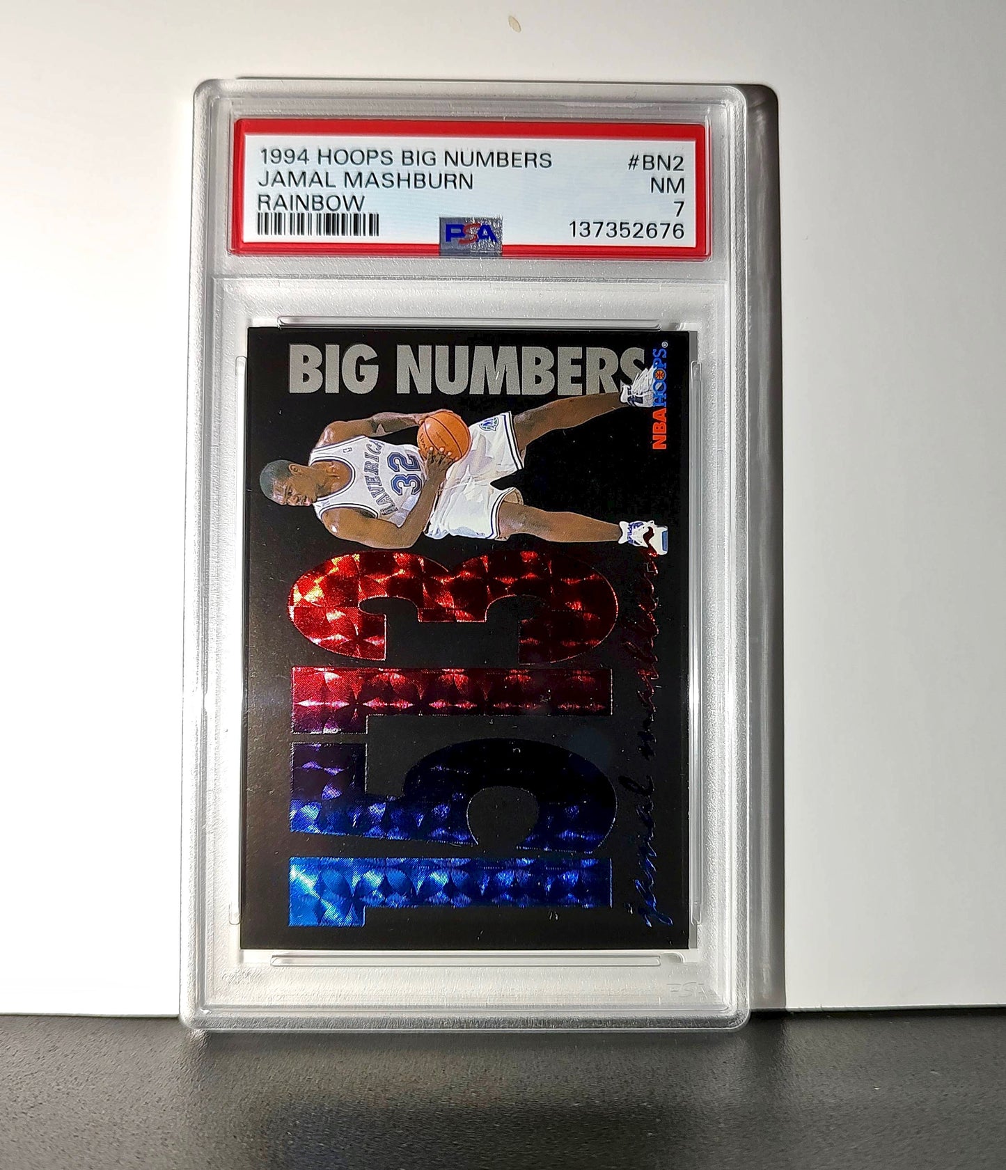 Jamal Mashburn 1994 NBA Hoops Big Numbers #BN2 Rainbow PSA 7 NM