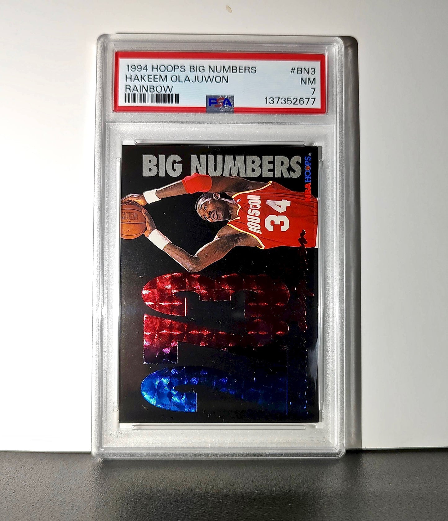 Hakeem Olajuwon 1994 NBA Hoops Big Numbers #BN3 Rainbow PSA 7 NM