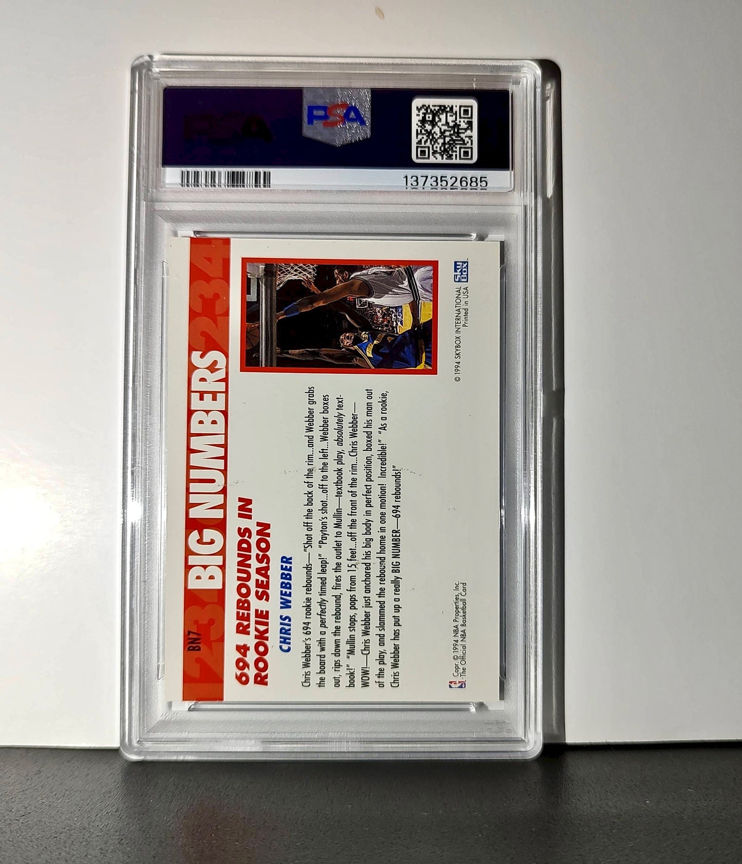 Chris Webber 1994 NBA Hoops Big Numbers #BN7 Rainbow PSA 8 NM-MT
