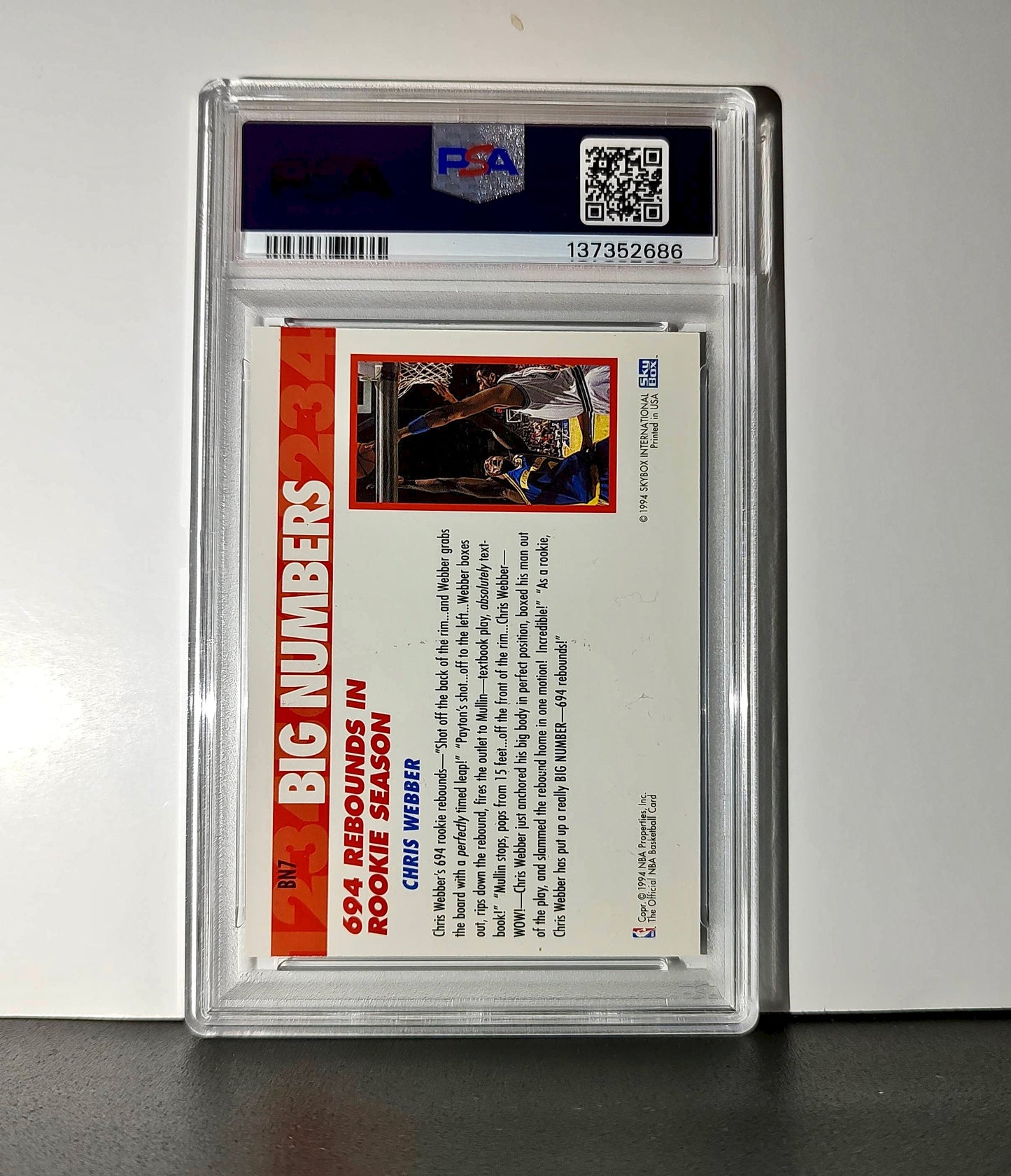 Chris Webber 1994 NBA Hoops Big Numbers #BN7 Rainbow PSA 9 Mint