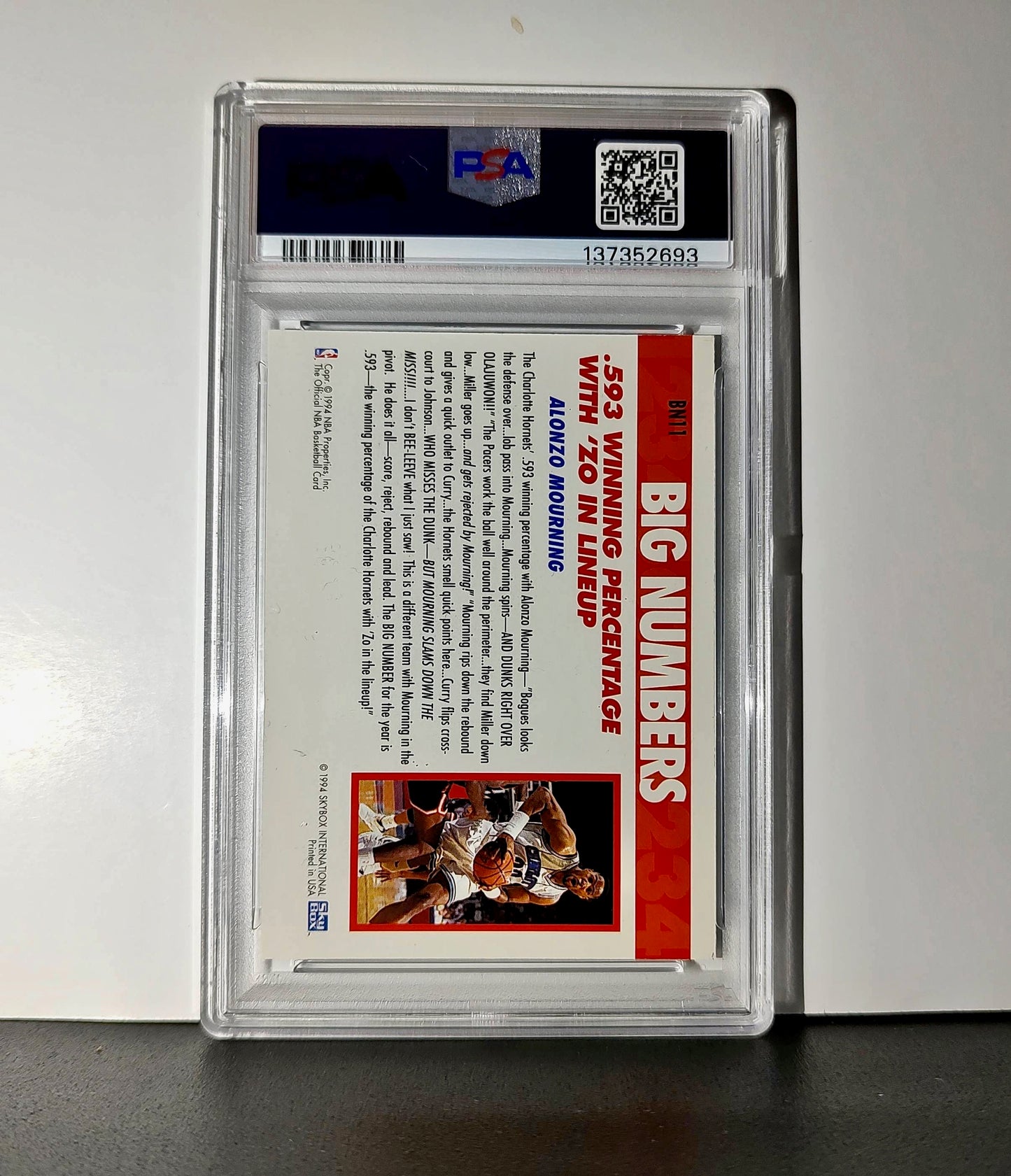 Alonzo Mourning 1994 NBA Hoops Big Numbers #BN11 Rainbow PSA 7 NM