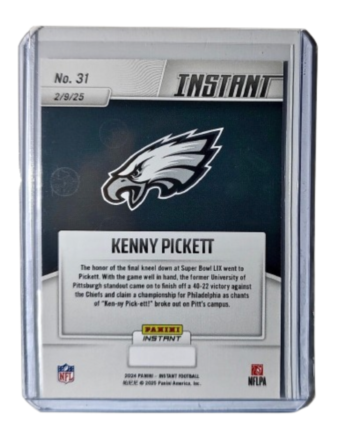 Kenny Pickett 2024 Panini Super Bowl LIX Champions NFL #31 Football Card Eagles