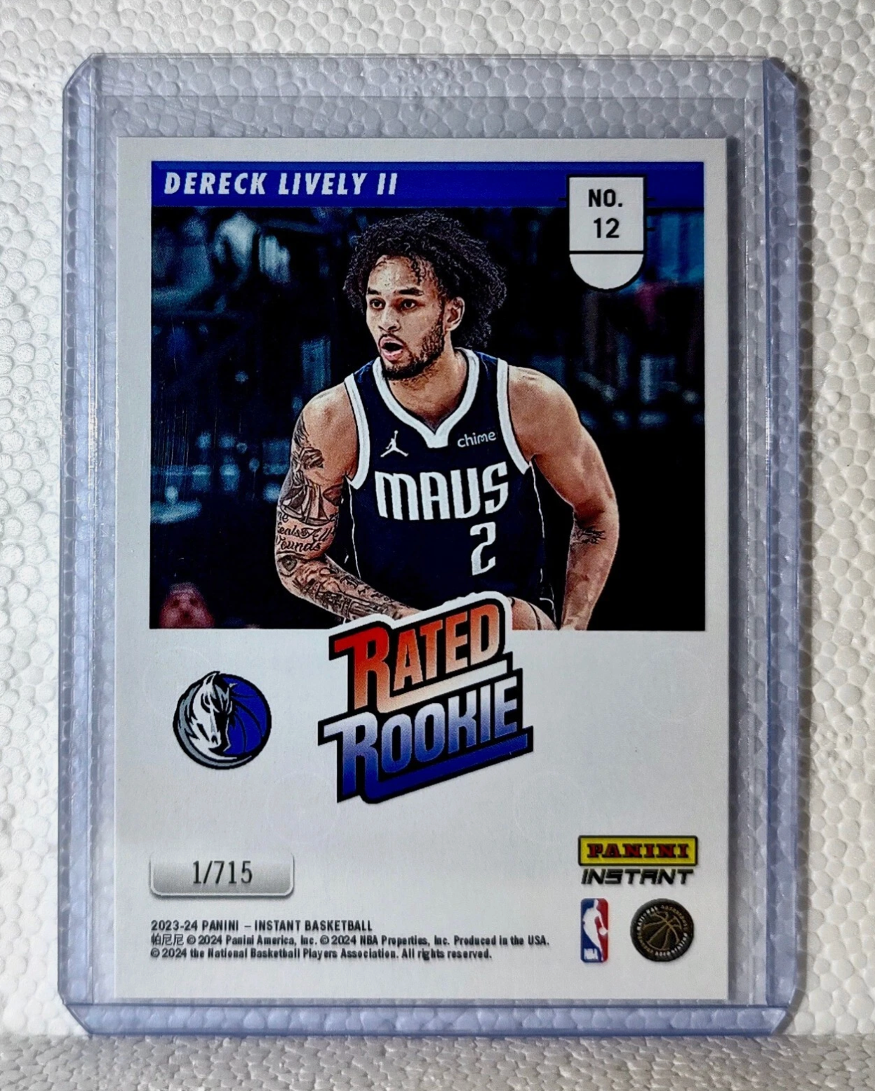Dereck Lively II 2023-24 Panini NBA #12 Rated Rookie Retro Card 1/715