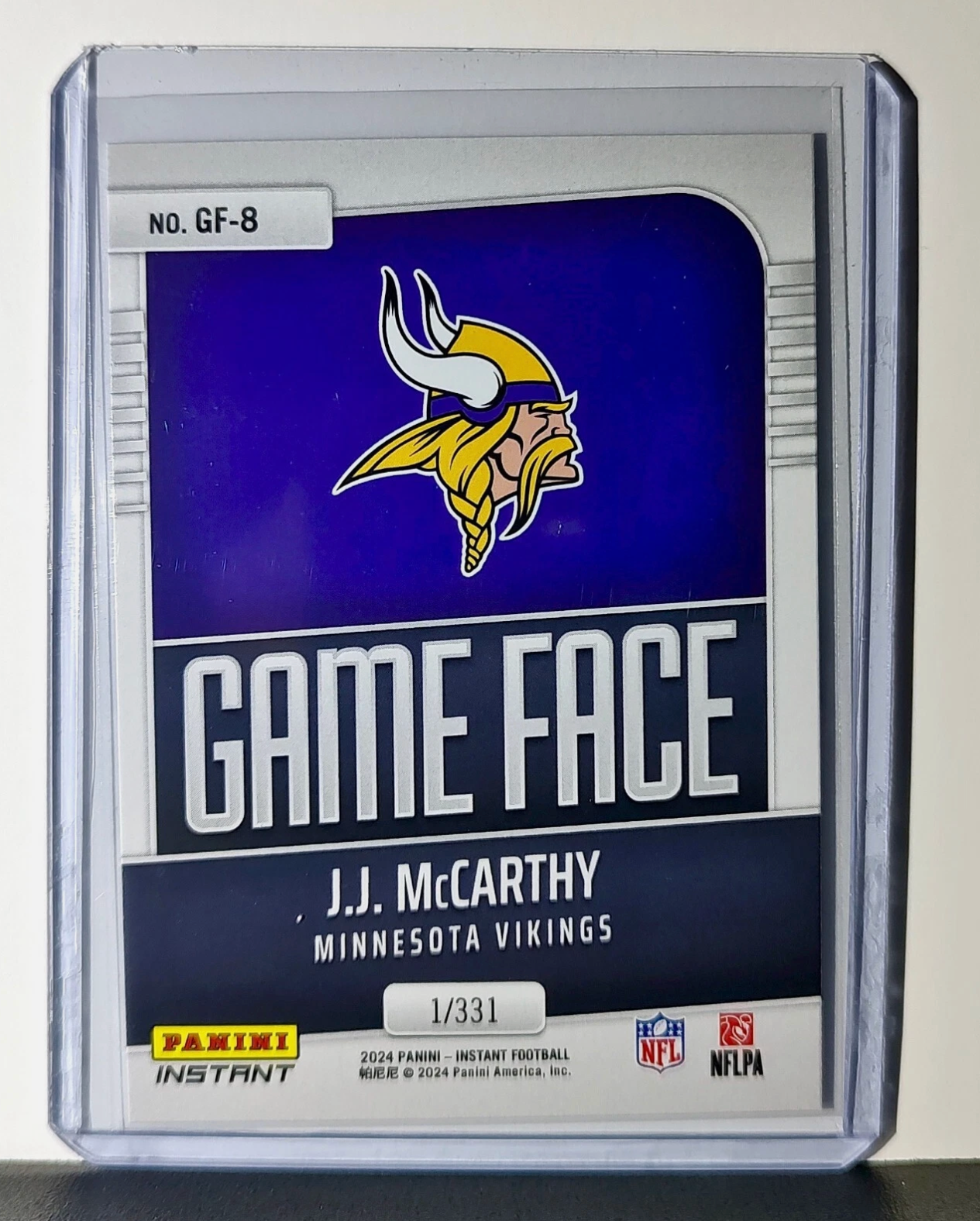 JJ McCarthy 2024 Panini Game Face NFL #8 Rookie Football Card Vikings PreSale