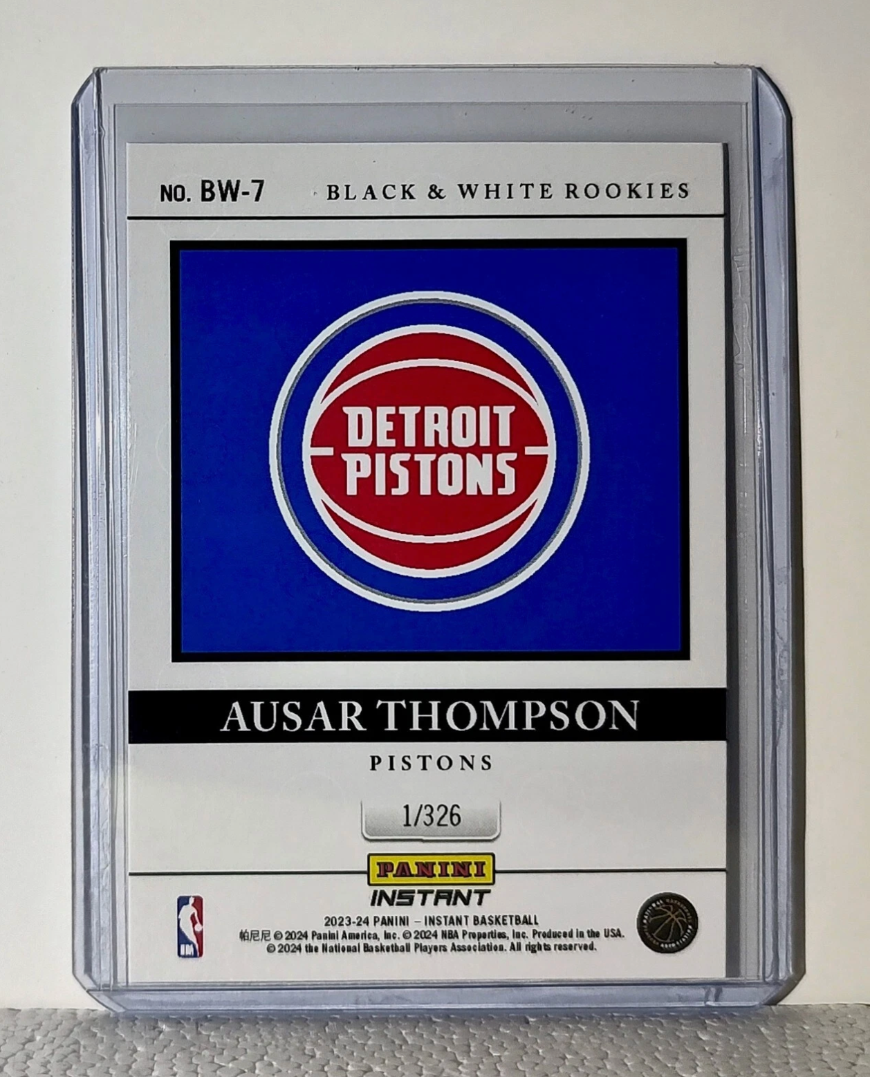 Ausar Thompson 2023-24 Panini NBA #7 Black and White Rookies Card 1/326