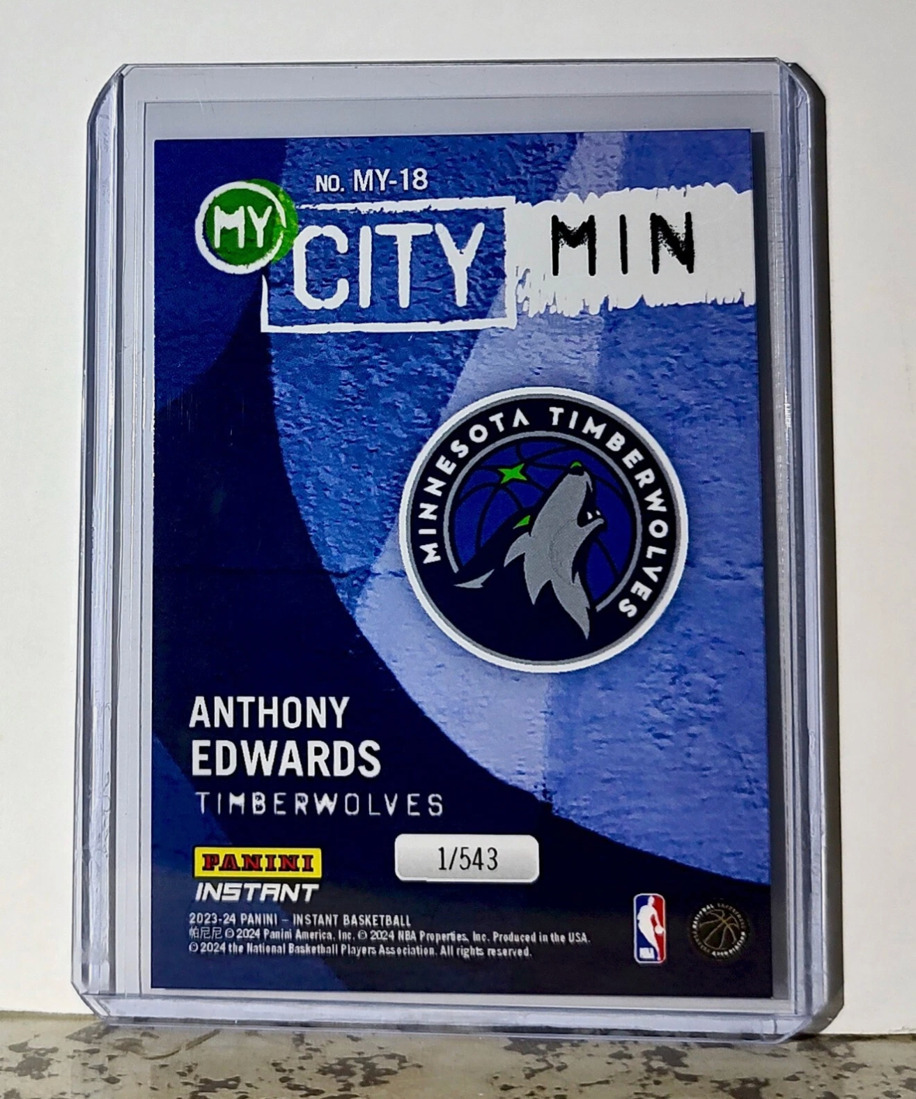Anthony Edwards 2023-24 Panini NBA #18 MyCity Card Timberwolves 1/543