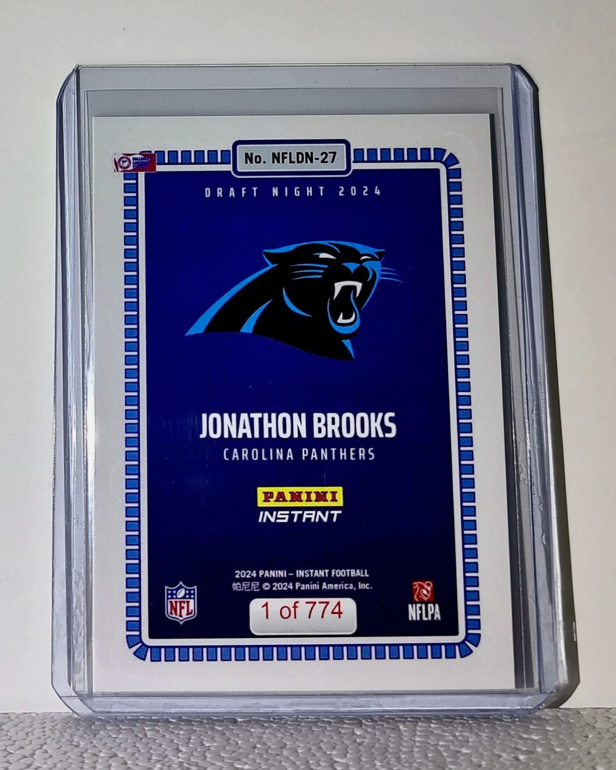 Jonathon Brooks 2024 Panini NFL #27 Draft Night Rookie Football Card 1 of 774