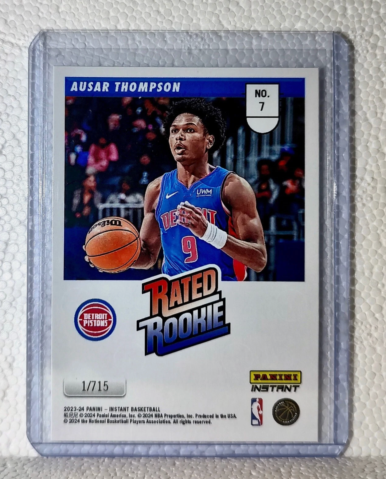 Ausar Thompson 2023-24 Panini NBA #7 Rated Rookie Retro Card Pistons 1/715